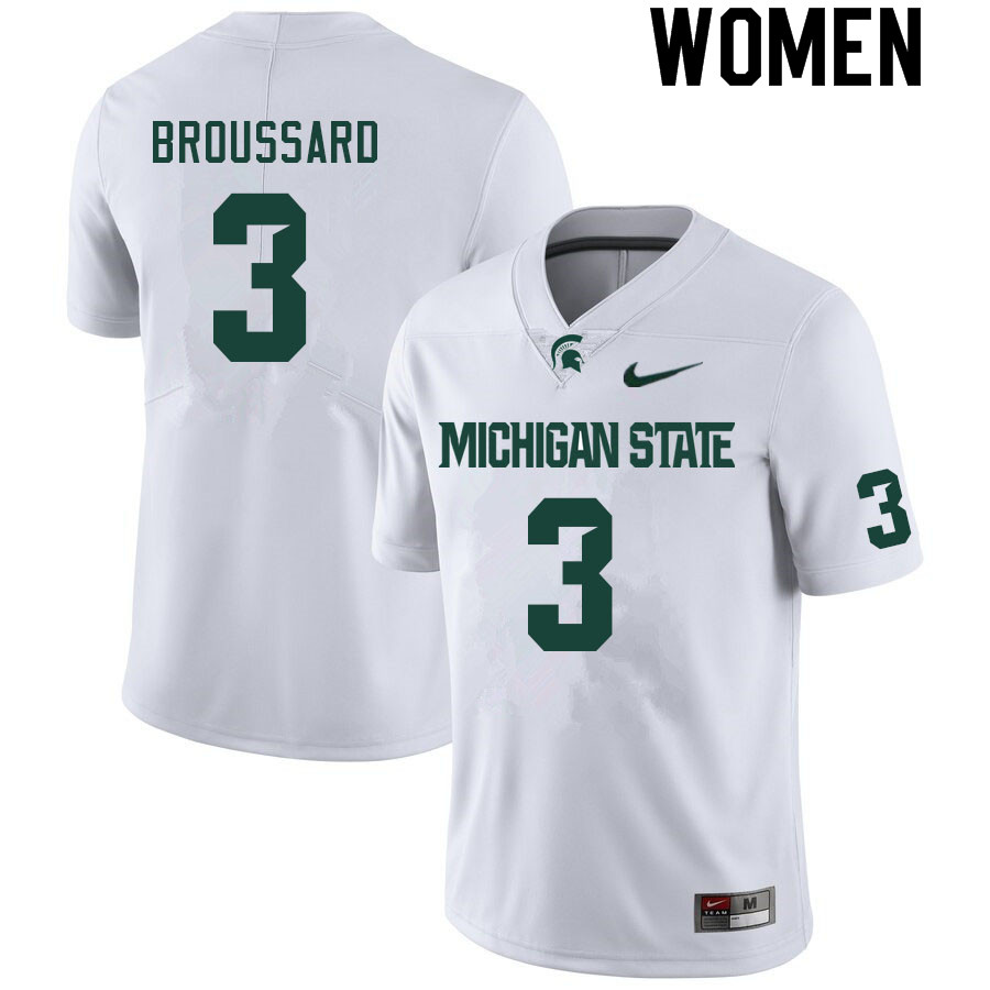 Women #3 Jarek Broussard Michigan State Spartans College Football Jerseys Sale-White
